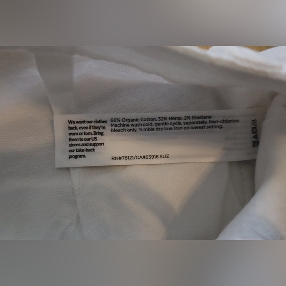 Eileen Fisher White Organic Cotton Blend Pants - Picture 5 of 6